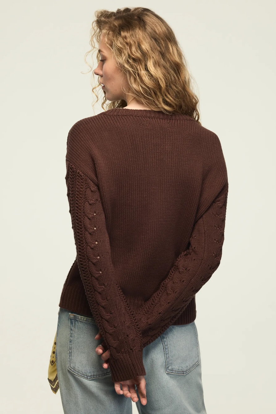 OPEN CABLE CREW NECK SWEATER, image 3