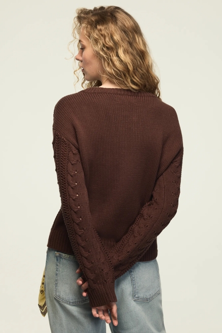 OPEN CABLE CREW NECK SWEATER, image 3
