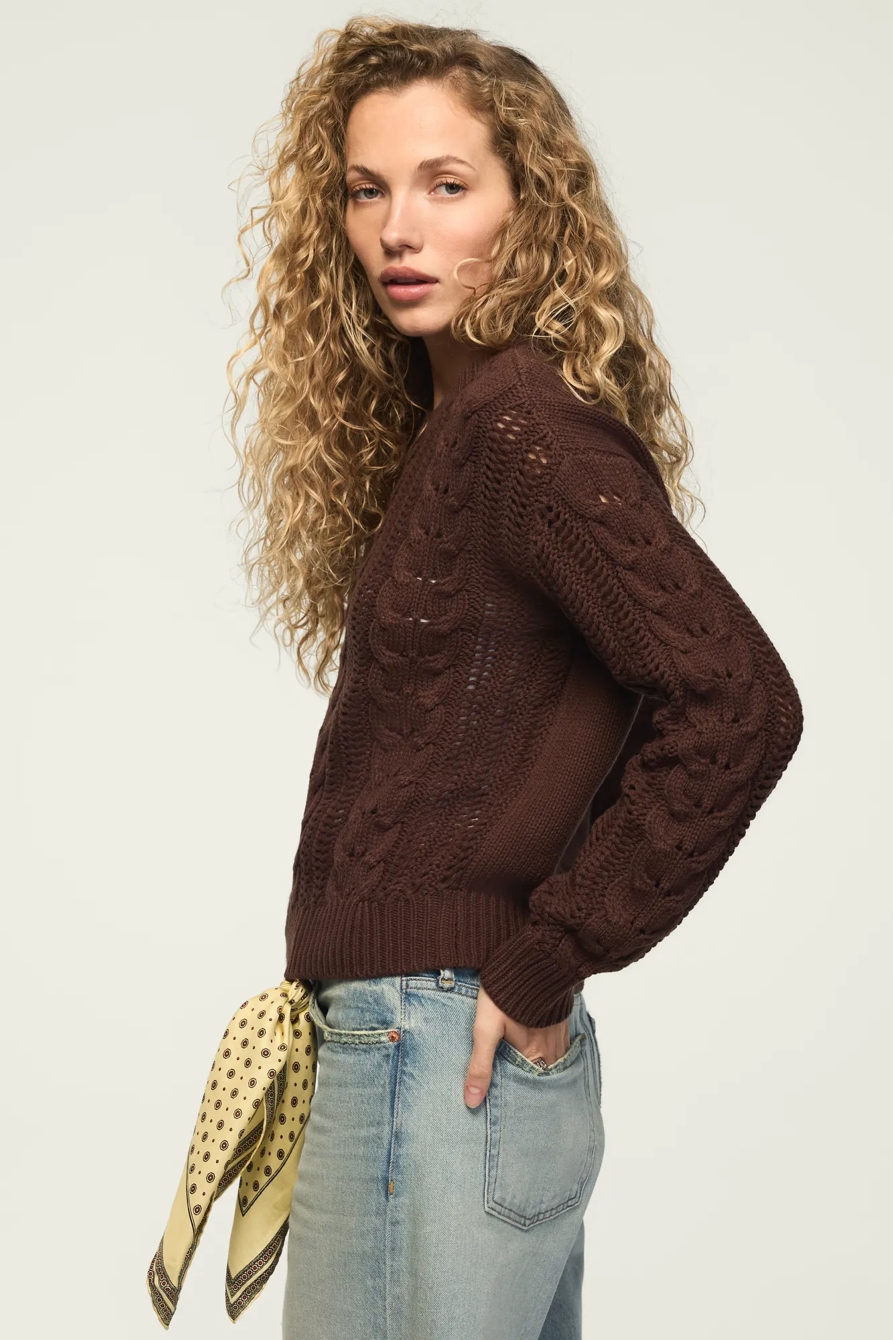 OPEN CABLE CREW NECK SWEATER, image 4