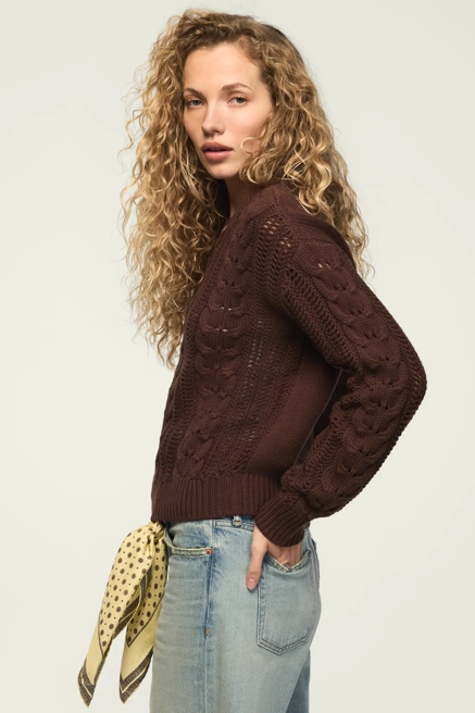 OPEN CABLE CREW NECK SWEATER, image 4