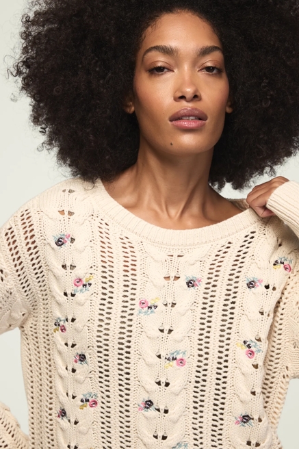 FLORAL EMBROIDERED CREW NECK SWEATER, image 2