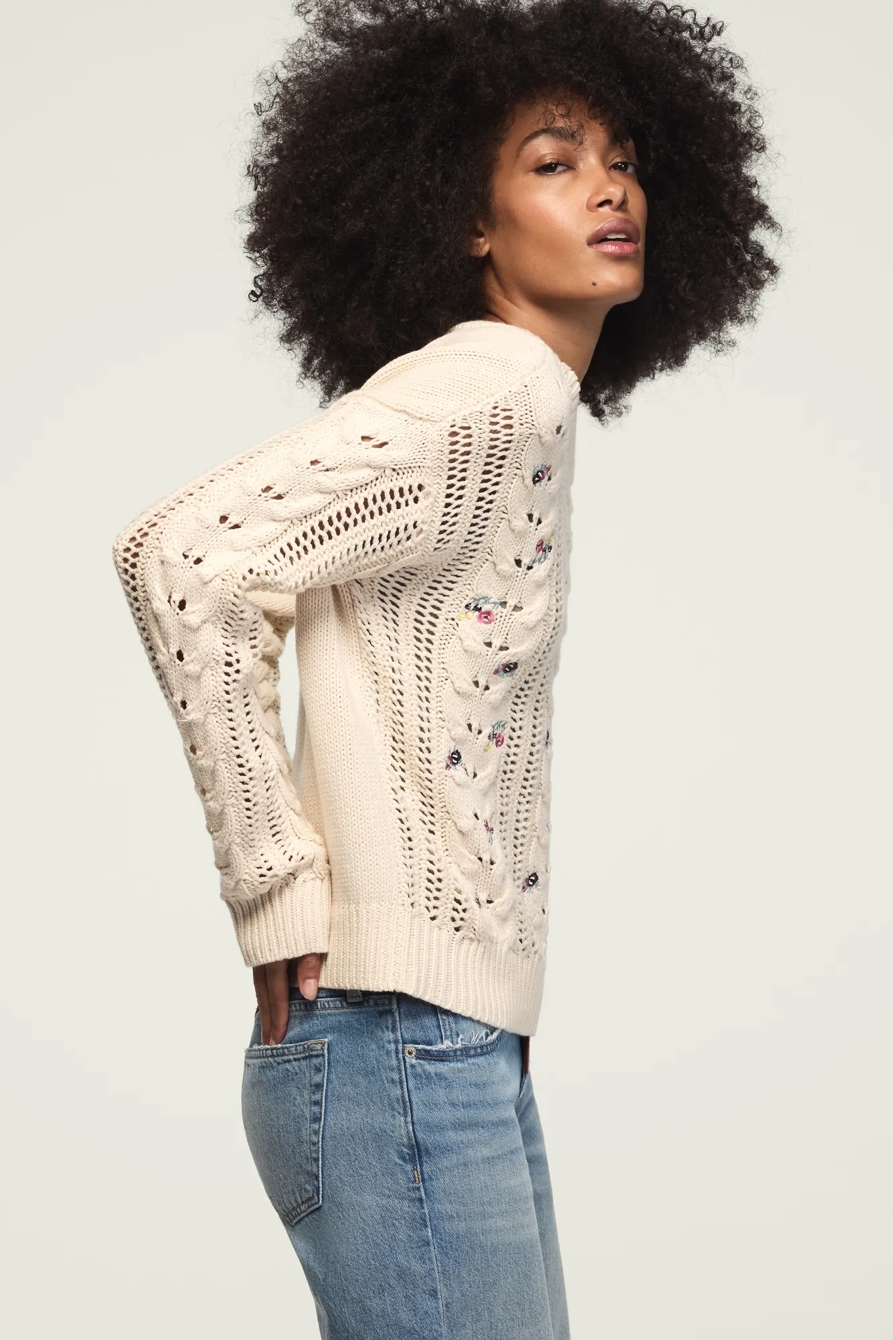 FLORAL EMBROIDERED CREW NECK SWEATER, image 4