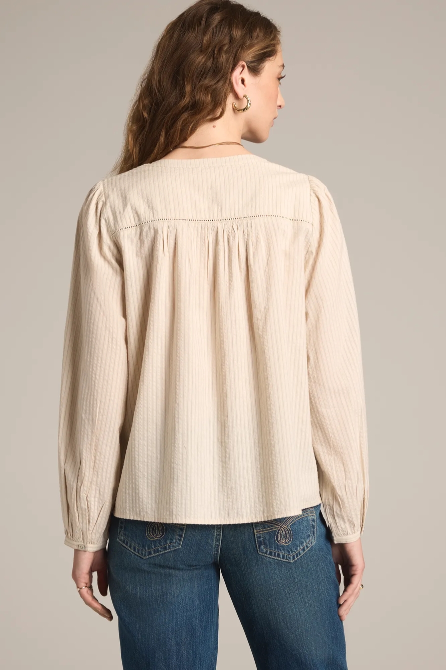 LONG SLEEVE TRIMMED PEASANT BLOUSE, image 4