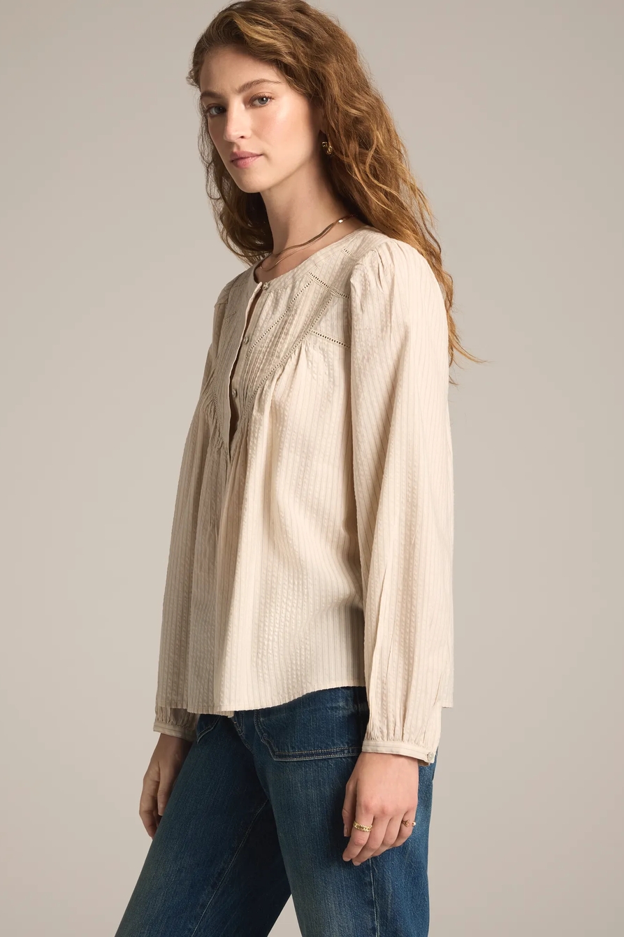 LONG SLEEVE TRIMMED PEASANT BLOUSE, image 5