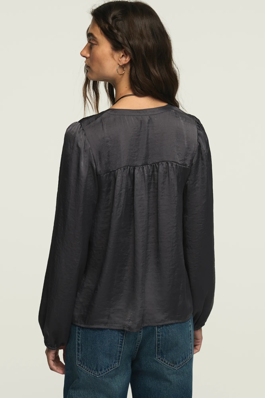 LONG SLEEVE SATIN PINTUCK BLOUSE, image 3