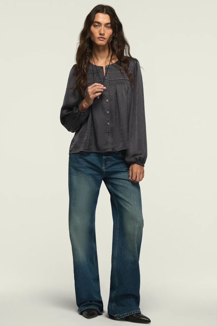 LONG SLEEVE SATIN PINTUCK BLOUSE, image 5