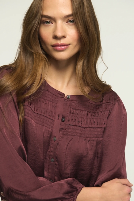 LONG SLEEVE SATIN PINTUCK BLOUSE, image 2