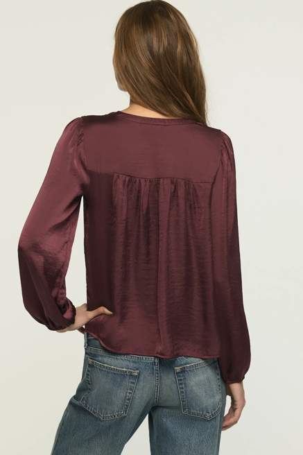 LONG SLEEVE SATIN PINTUCK BLOUSE, image 3