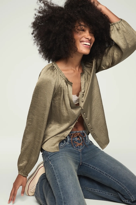 LONG SLEEVE RAGLAN PEASANT TOP, image 1
