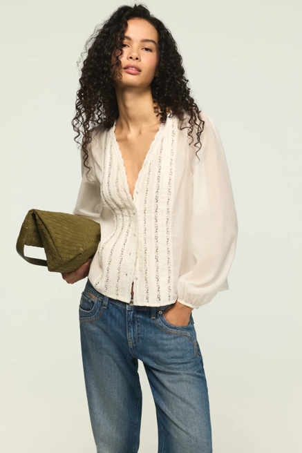 LONG SLEEVE LACE BUTTON UP, image 1