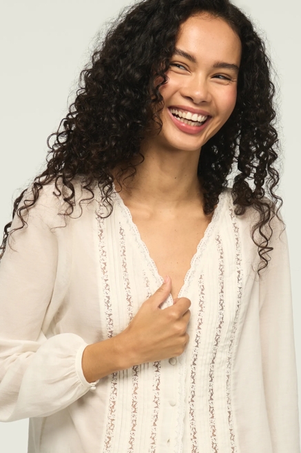 LONG SLEEVE LACE BUTTON UP, image 2