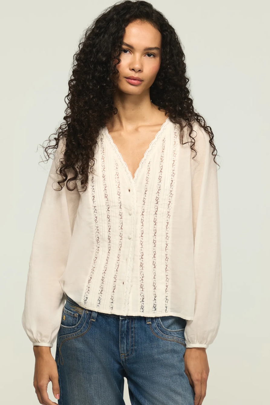 LONG SLEEVE LACE BUTTON UP, image 5