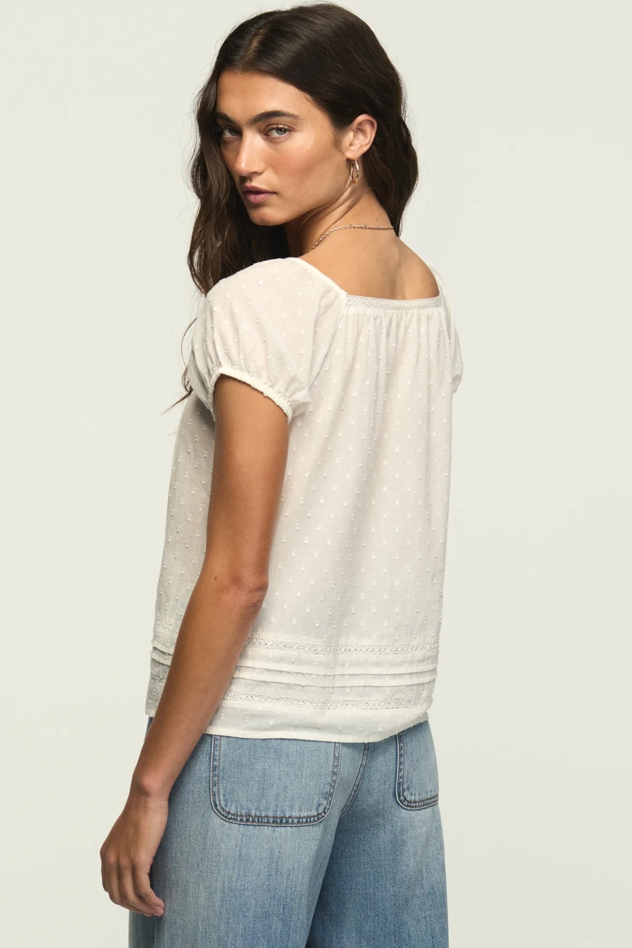 CAP SLEEVE LACE PEASANT TOP, image 3