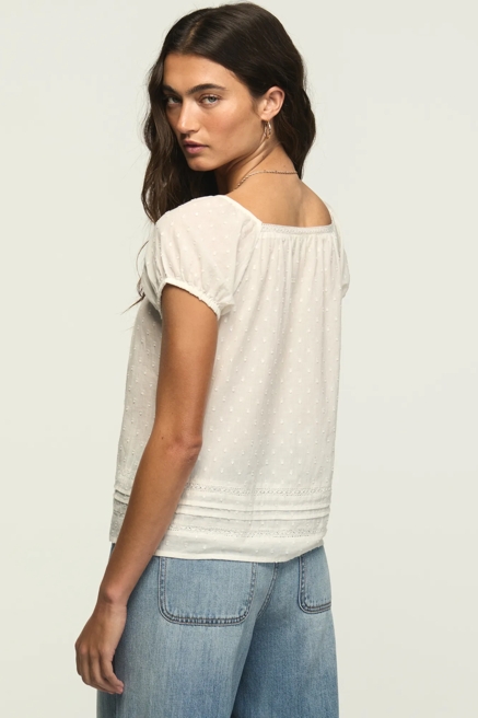 CAP SLEEVE LACE PEASANT TOP, image 3