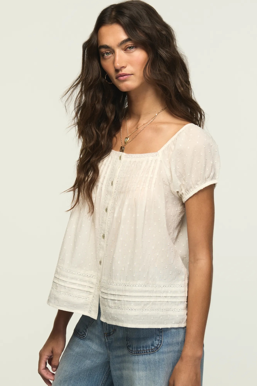 CAP SLEEVE LACE PEASANT TOP, image 4