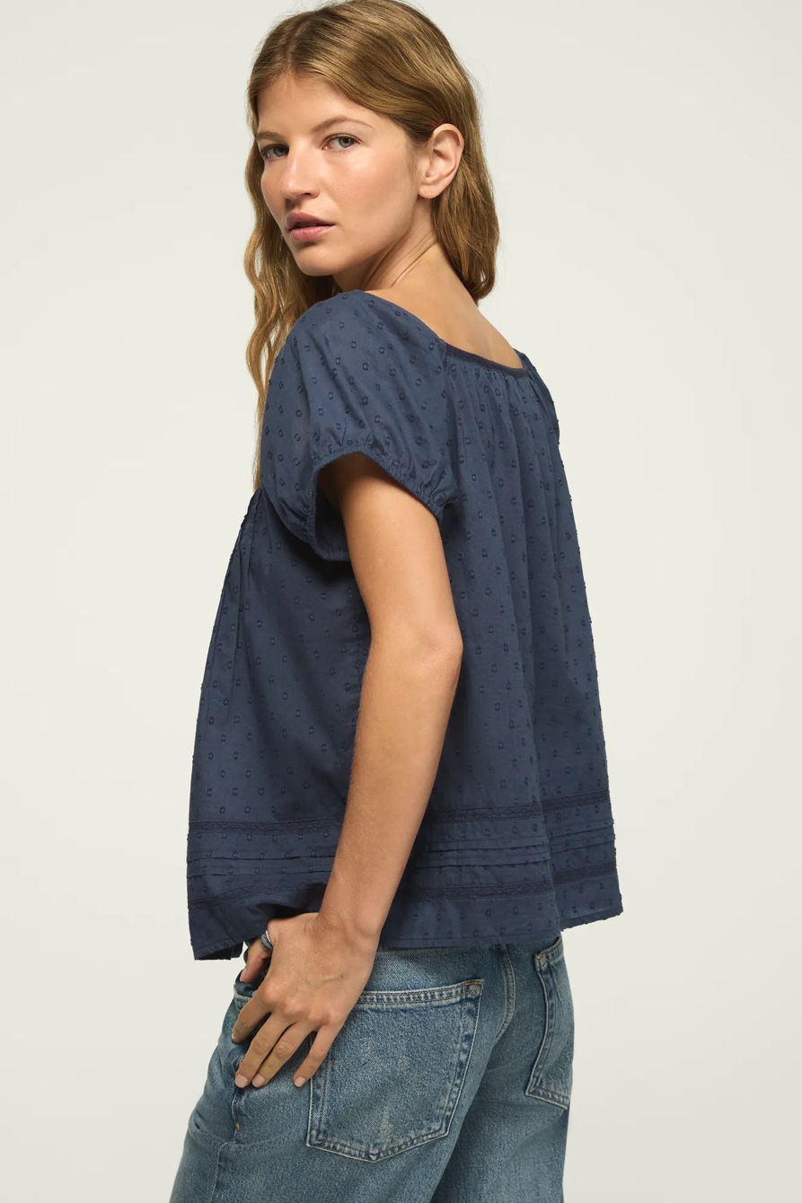 CAP SLEEVE LACE PEASANT TOP, image 3