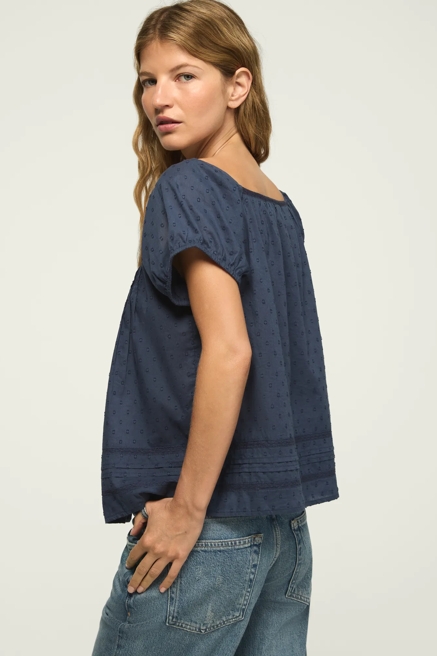 CAP SLEEVE LACE PEASANT TOP, image 3