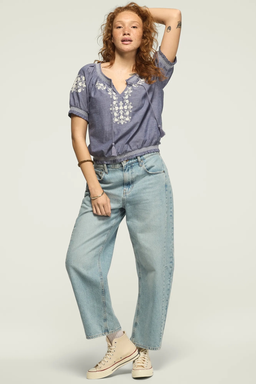 EMBROIDERED SHORT SLEEVE BUBBLE TOP, image 5