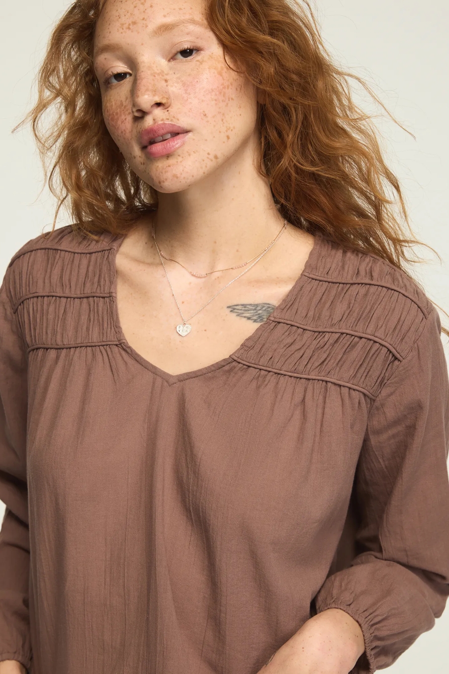 LONG SLEEVE RUCHED PEASANT TOP, image 4