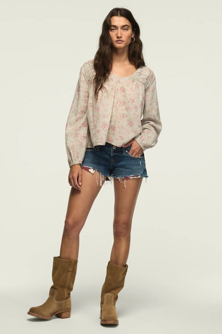 LONG SLEEVE RUCHED PEASANT TOP, image 2