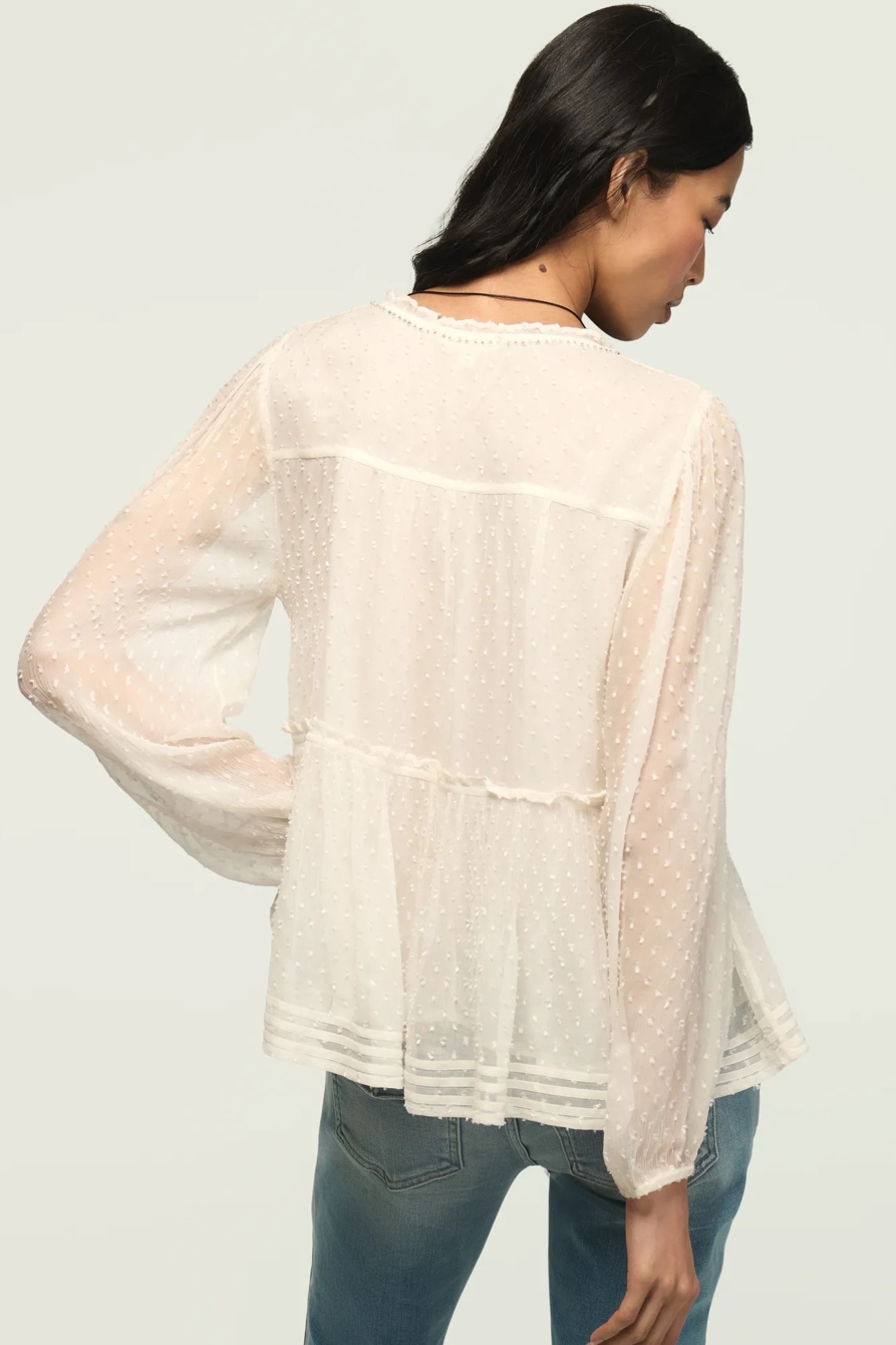 CLIP DOT LONG SLEEVE LACE TOP, image 3
