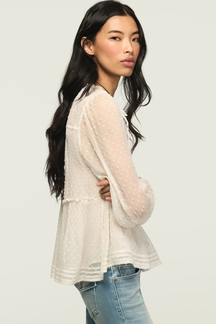 CLIP DOT LONG SLEEVE LACE TOP, image 4
