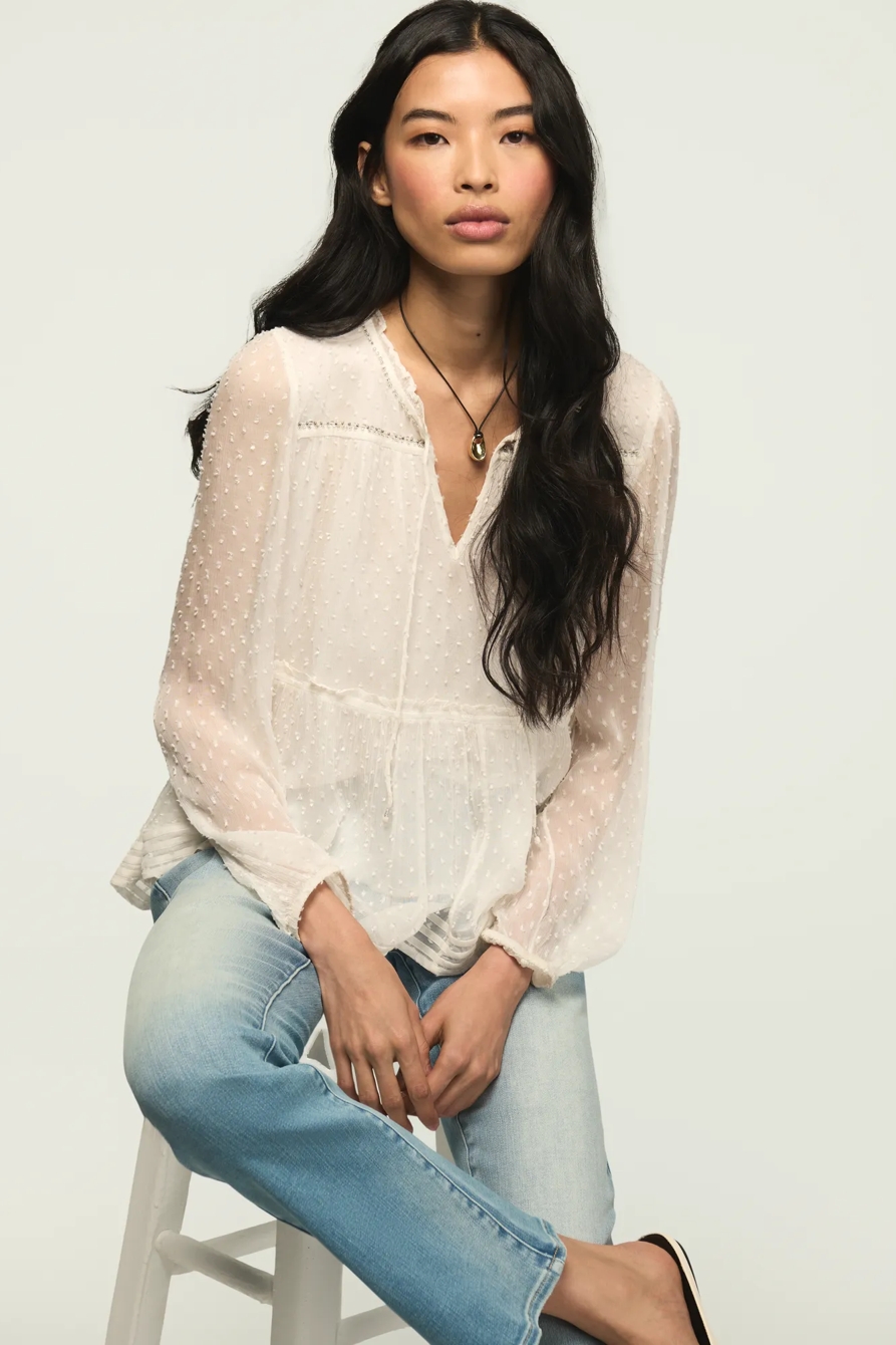 CLIP DOT LONG SLEEVE LACE TOP, image 5