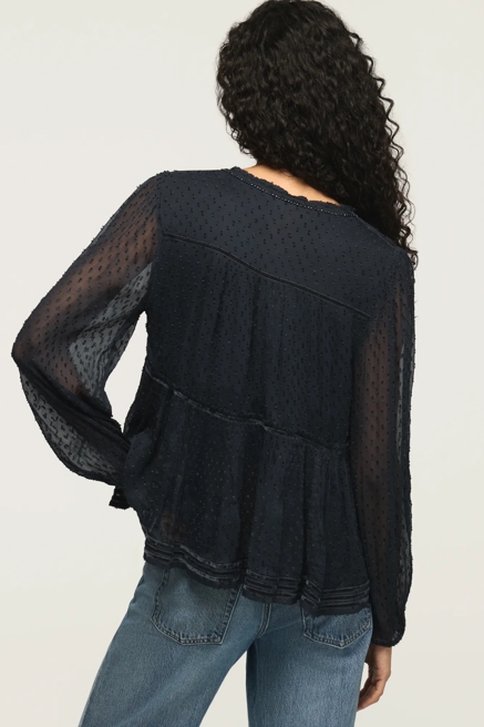 CLIP DOT LONG SLEEVE LACE TOP, image 3