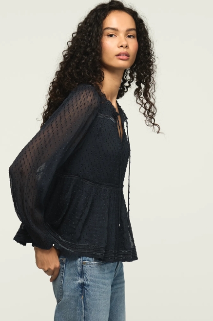 CLIP DOT LONG SLEEVE LACE TOP, image 4