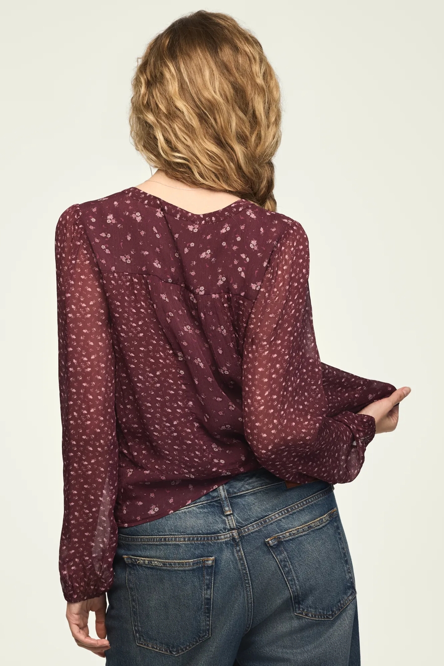 PRINT MIX LONG SLEEVE PEASANT TOP, image 3