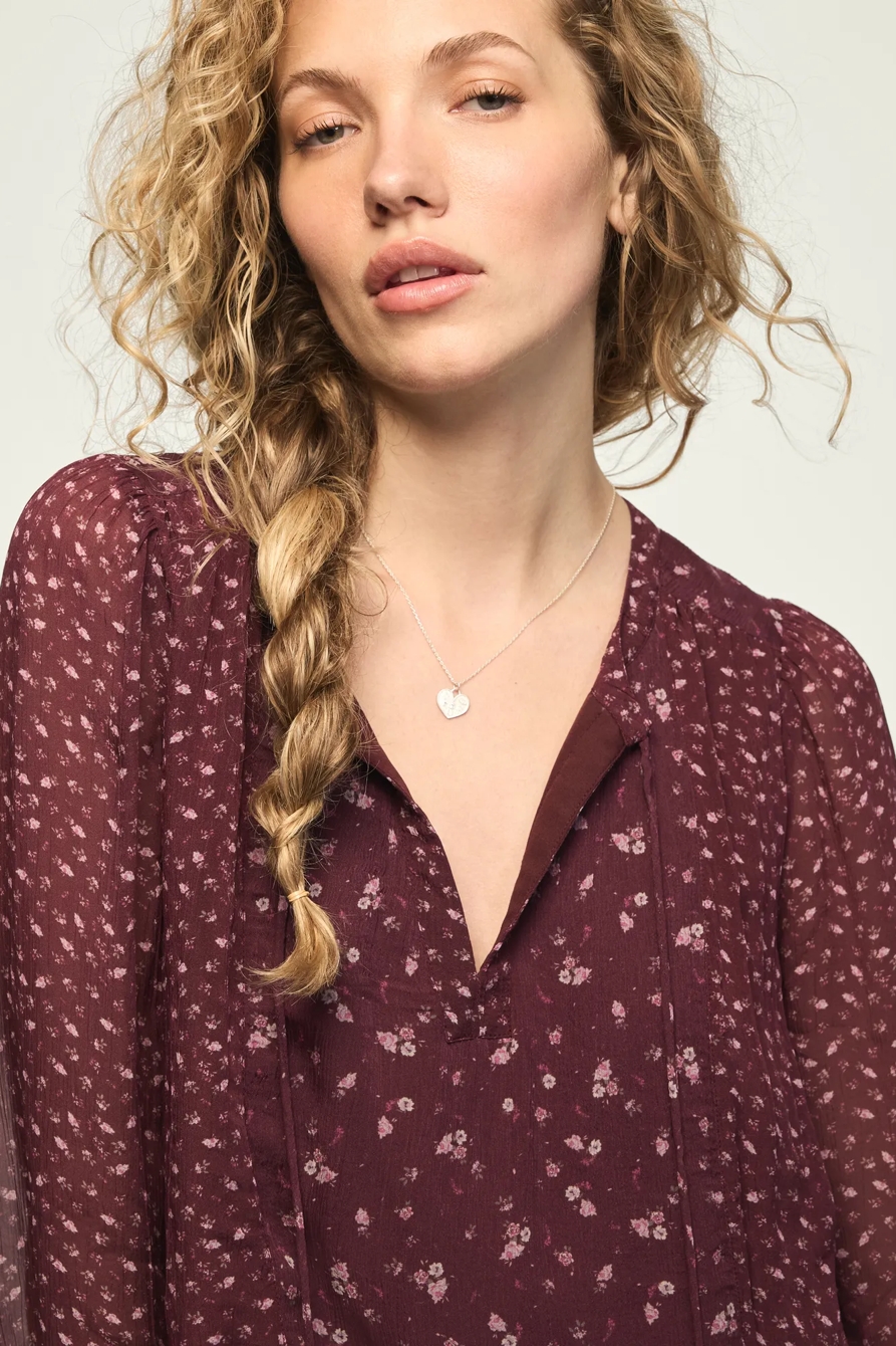 PRINT MIX LONG SLEEVE PEASANT TOP, image 5