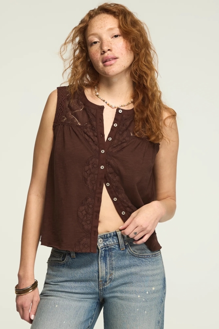 LACE BUTTON THROUGH SWING TANK, image 1