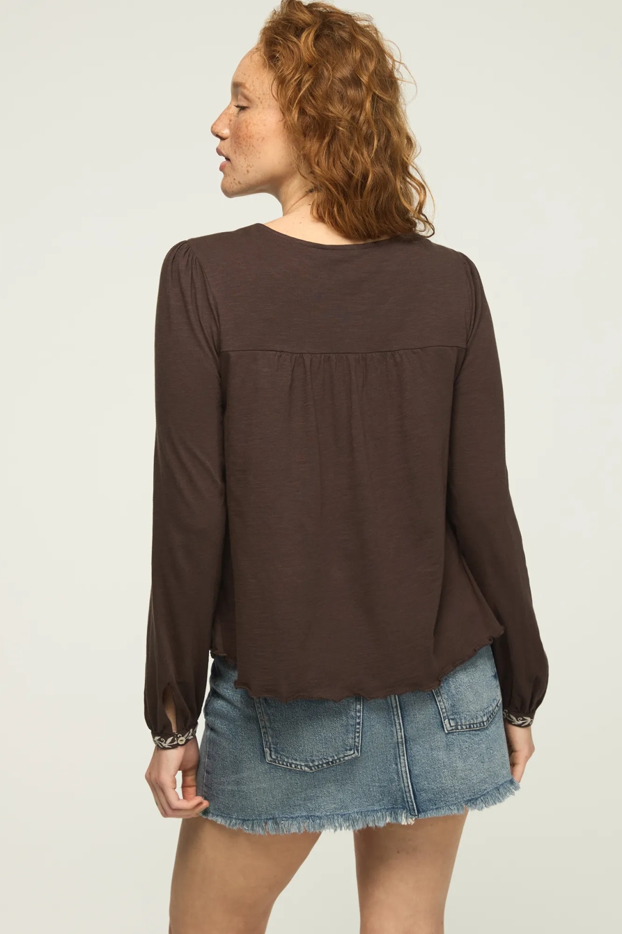 EMBROIDERED YOKE PEASANT TOP, image 3