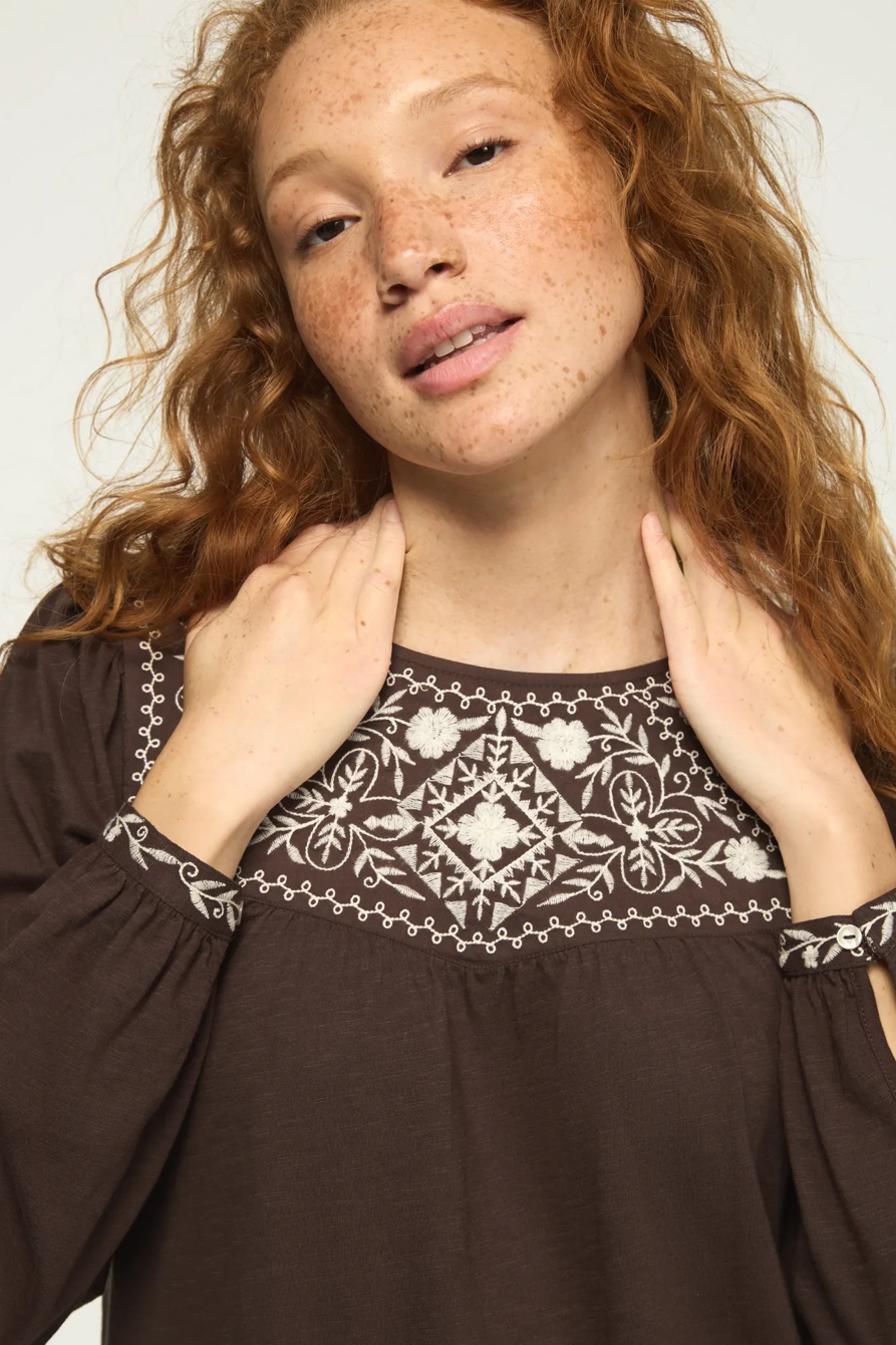 EMBROIDERED YOKE PEASANT TOP, image 5