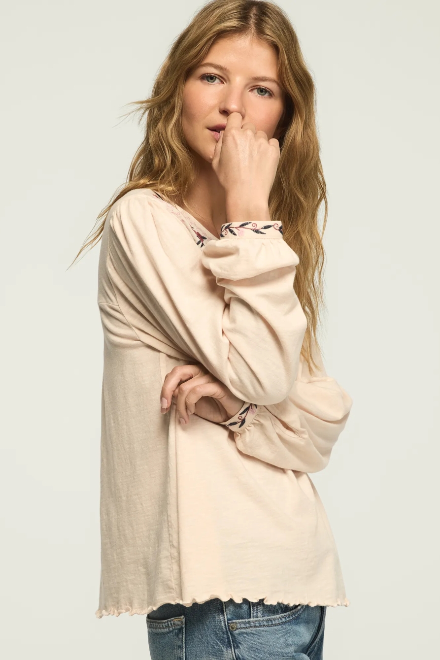 EMBROIDERED YOKE PEASANT TOP, image 4