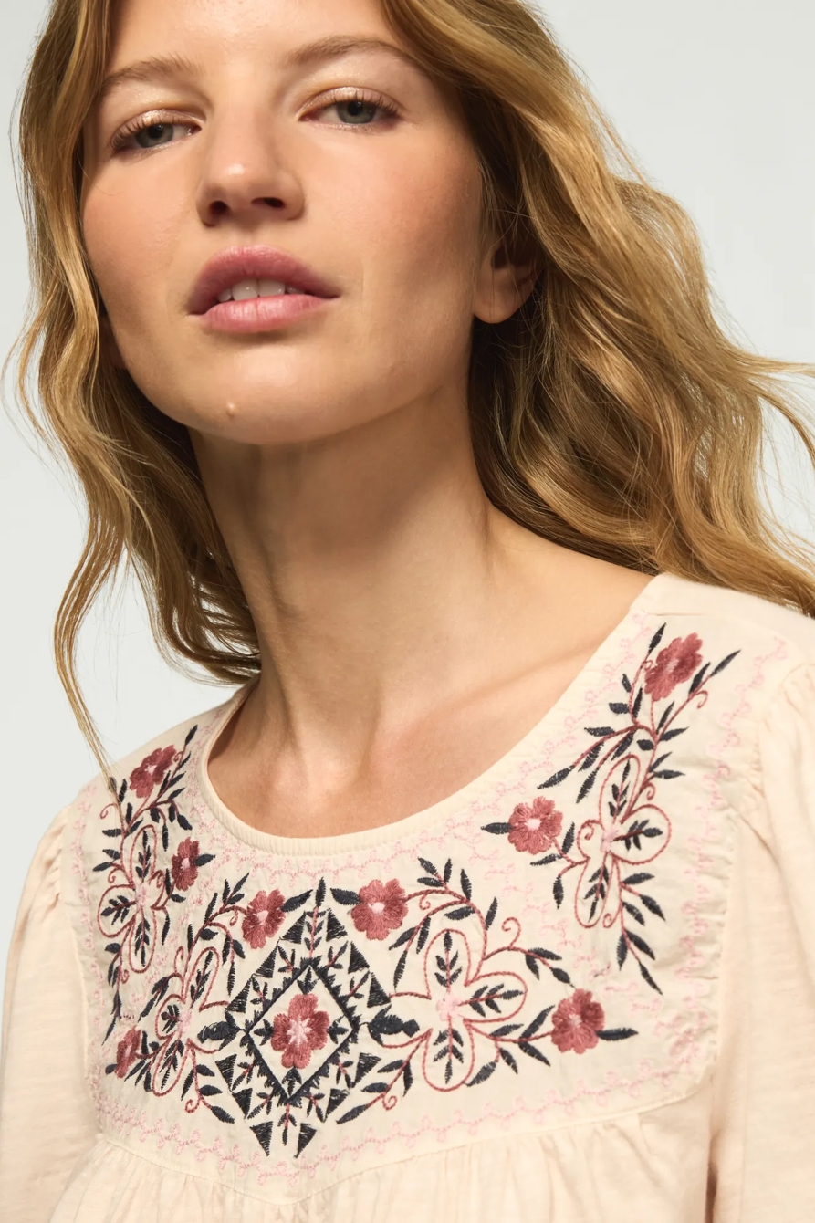 EMBROIDERED YOKE PEASANT TOP, image 5