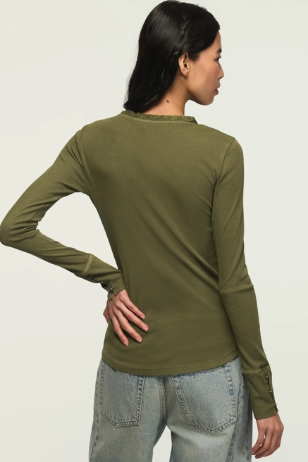 EMBROIDERED V NECK HENLEY, image 3