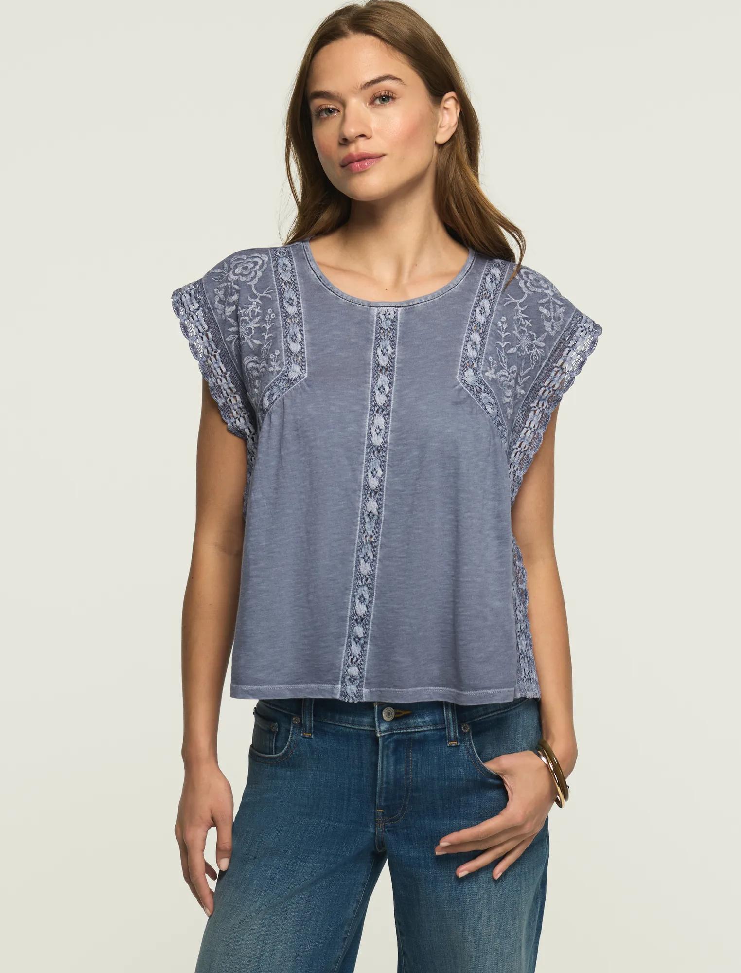 embroidered boxy knit top