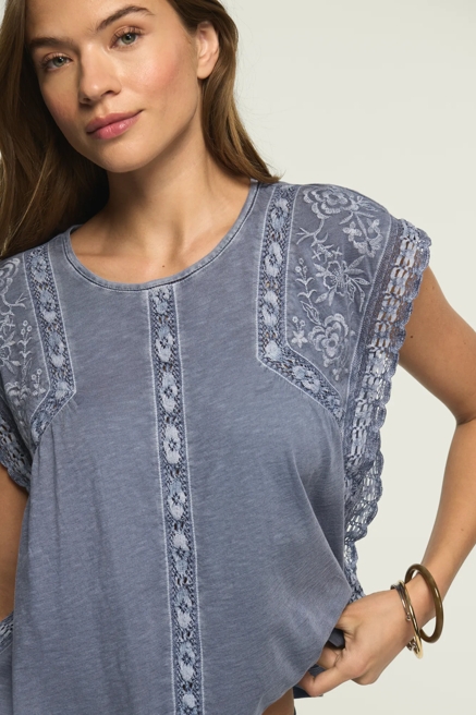 EMBROIDERED BOXY KNIT TOP, image 1
