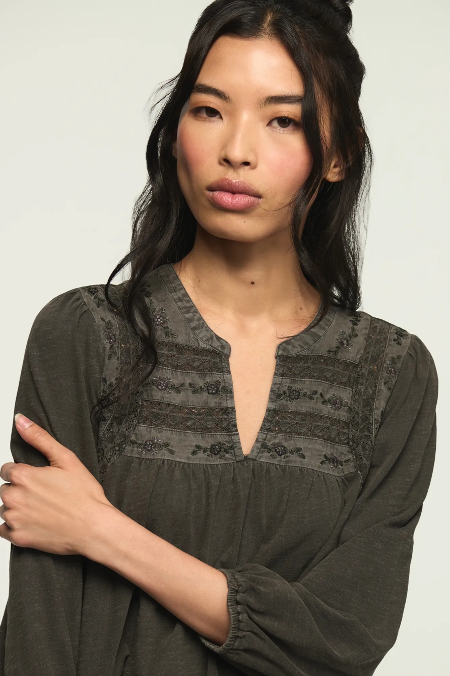 TRIM MIX KNIT PEASANT TOP, image 5