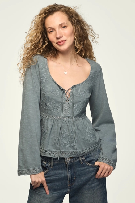 TRIM MIX BABYDOLL TOP, image 1