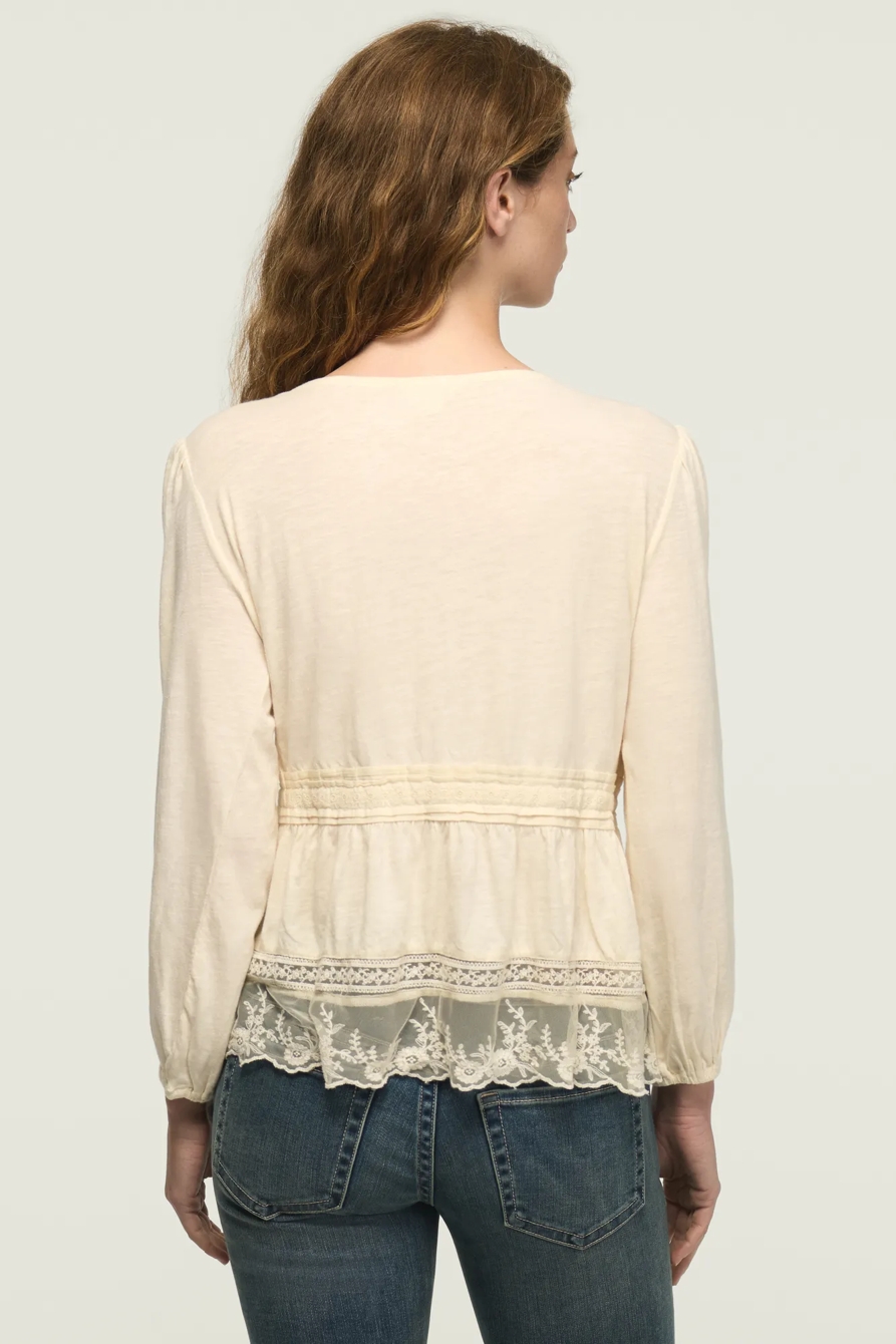 EMBROIDERED YOKE TIERED KNIT TOP, image 4