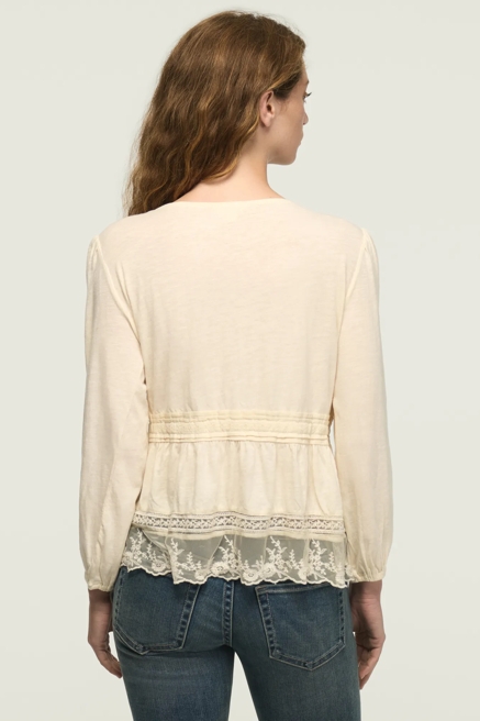 EMBROIDERED YOKE TIERED KNIT TOP, image 4