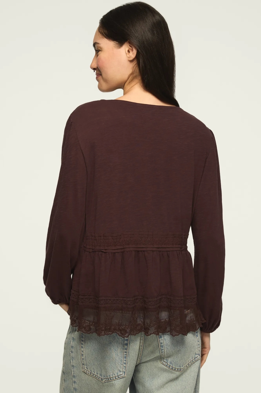 EMBROIDERED YOKE TIERED KNIT TOP, image 5