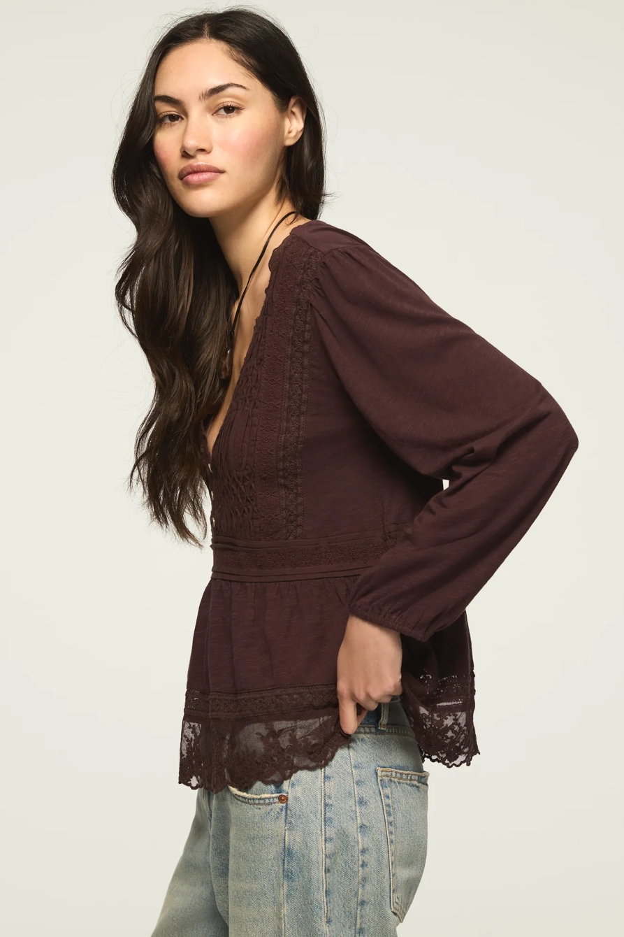 EMBROIDERED YOKE TIERED KNIT TOP, image 6