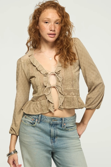 RUFFLE FLYAWAY KNIT TOP, image 1