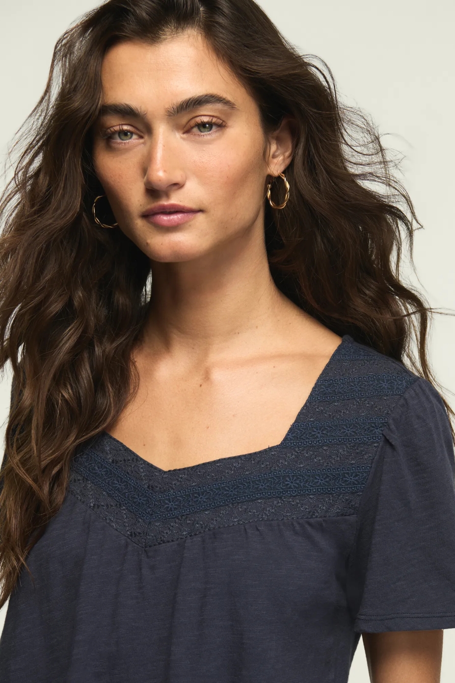 EMBROIDERED YOKE TEE, image 5