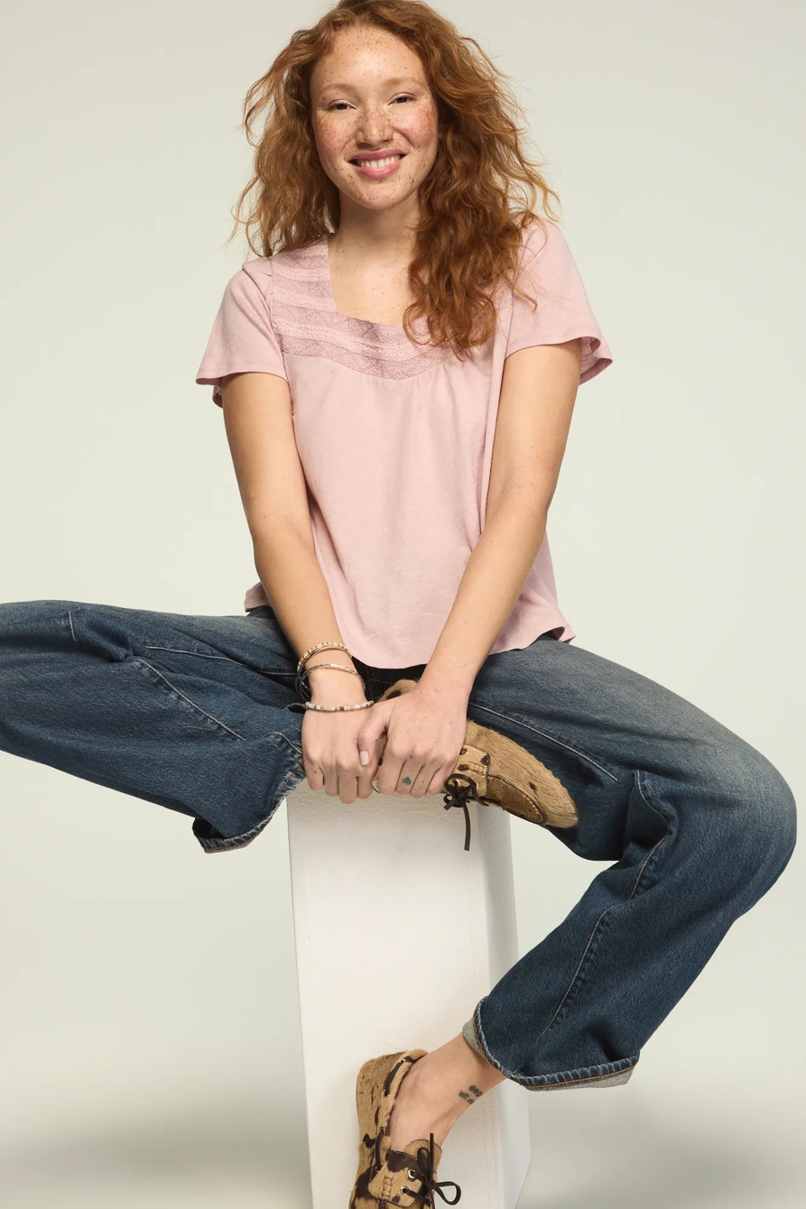 EMBROIDERED YOKE TEE, image 2