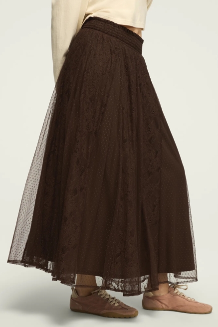 ALLOVER LACE MIDI SKIRT, image 1
