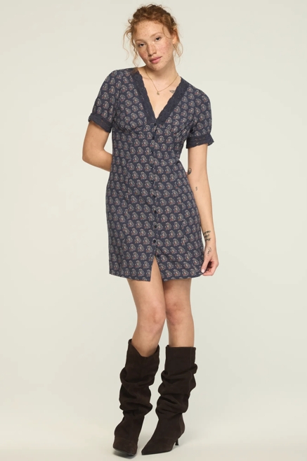 LACE TRIMMED SHORT SLEEVE MINI DRESS, image 2